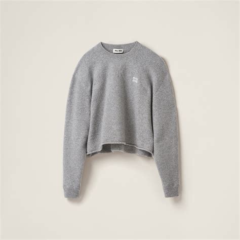 miu miu grey sweater|miumiu cashmere cardigan.